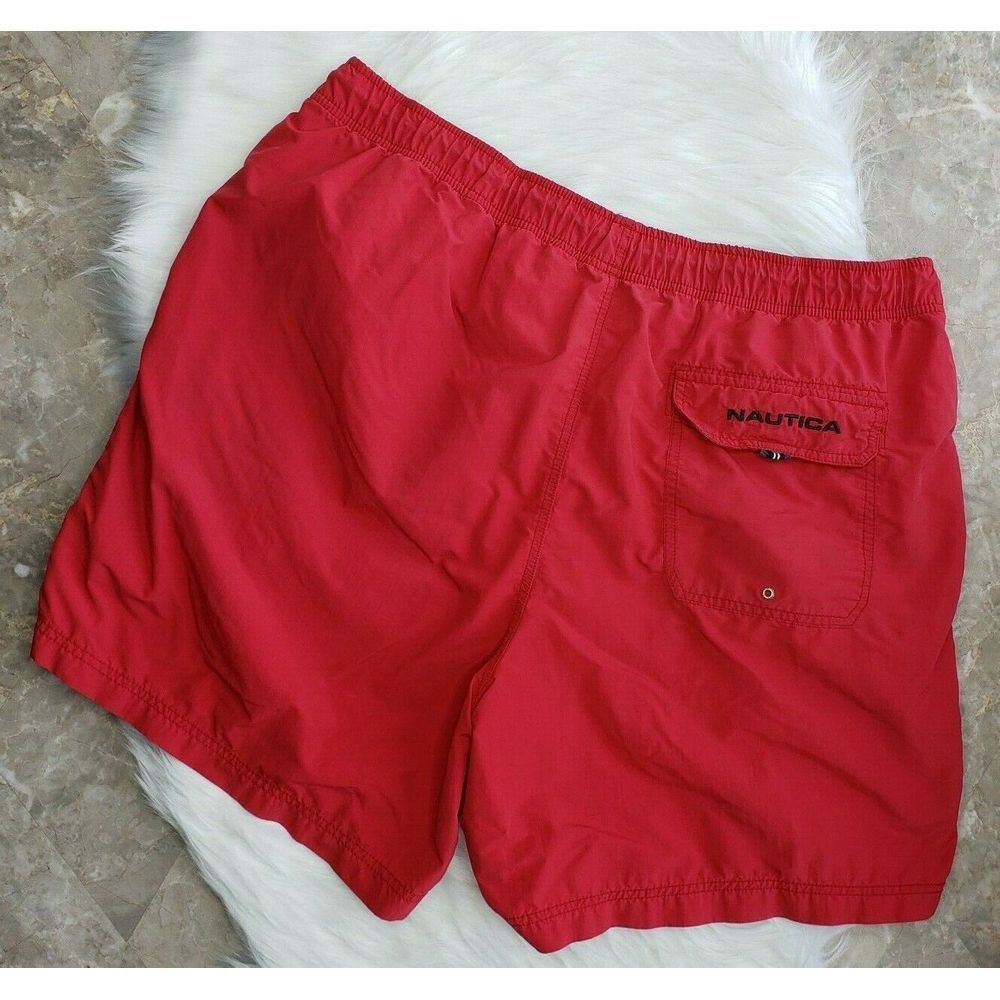 VTG NAUTICA Swim Trunks Shorts Red White Blue XXL - Picture 2 of 8